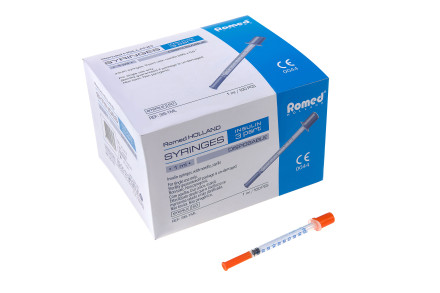 ROMED Šļirces insulīna 1ml ar 100U 29G (0.33X13mm)